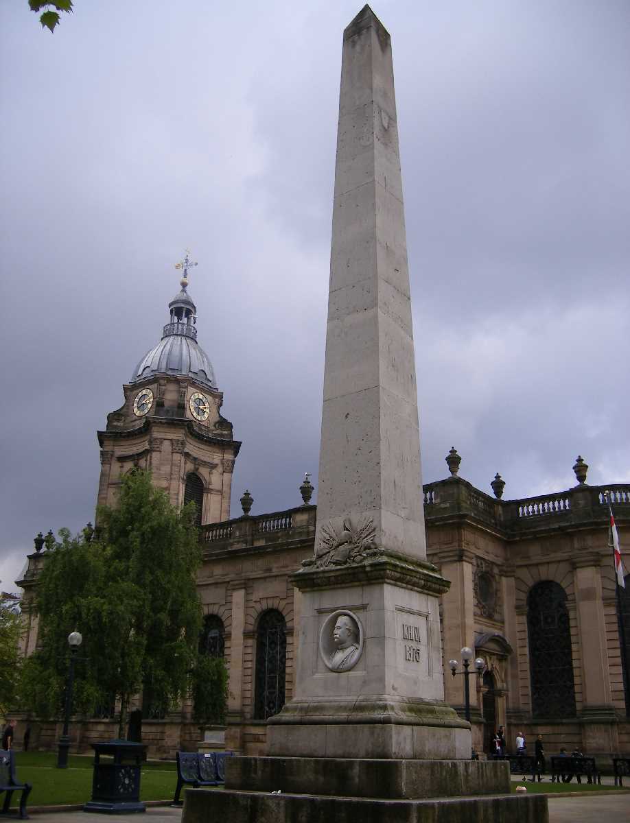 Frederick G. Burnaby: a candidate for a Birmingham MP in 1880 who has an obelisk in Cathedral Square