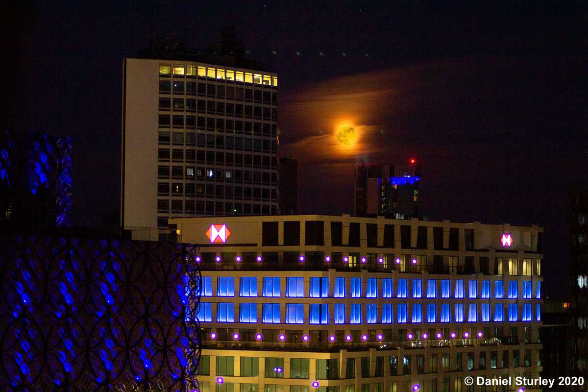 Birmingham, One Centenary Square (HSBC UK) lit up blue in NHS support - 7th May 2020