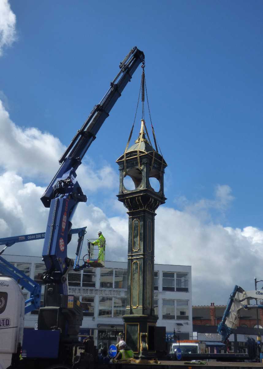 Removal of the Chamberlain Clock in the Jewellery Quarter on the 22nd August 2020