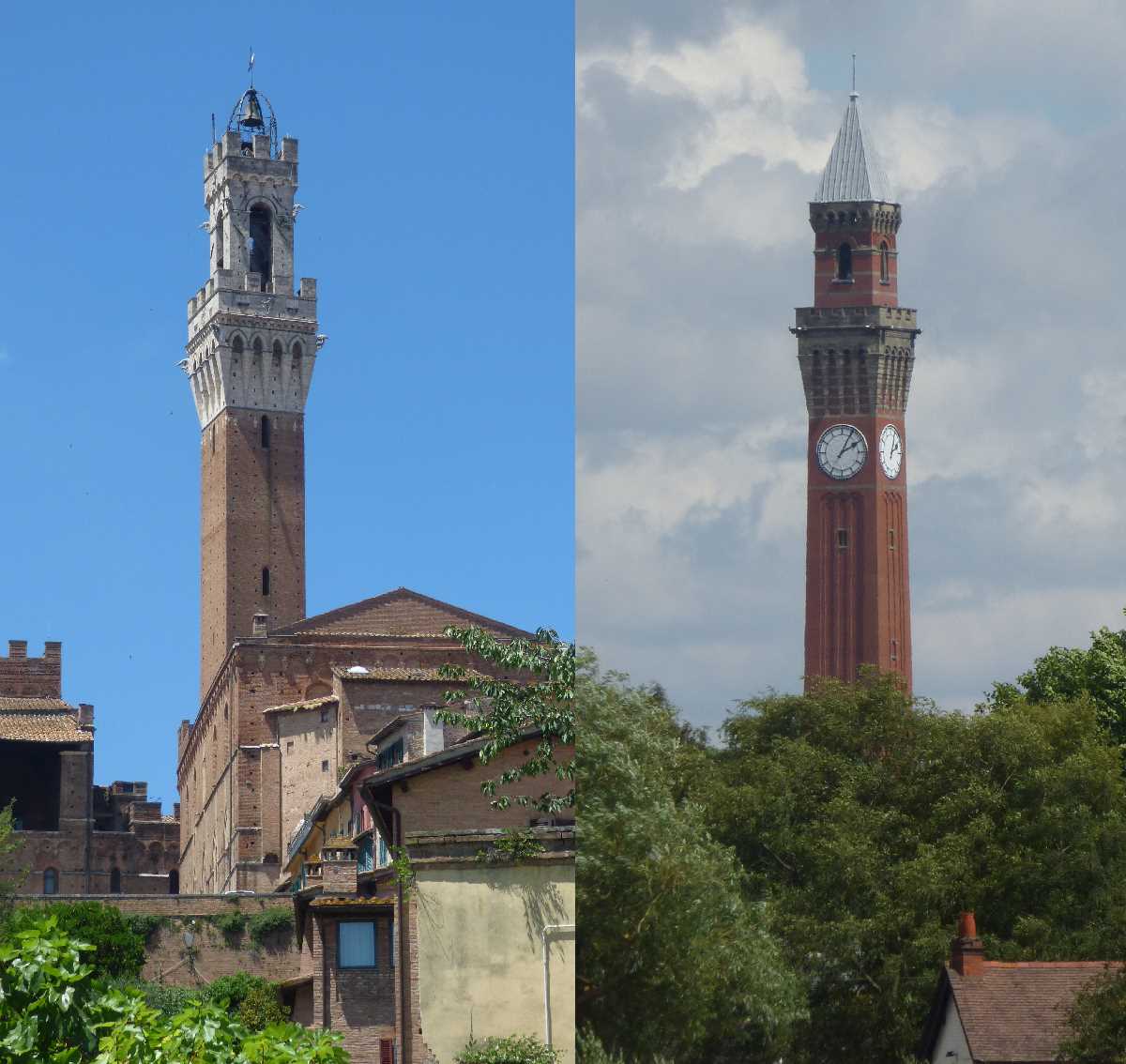 Chamberlain Memorial Clock Tower inspired by the Torre del Mangia in Siena, Italy