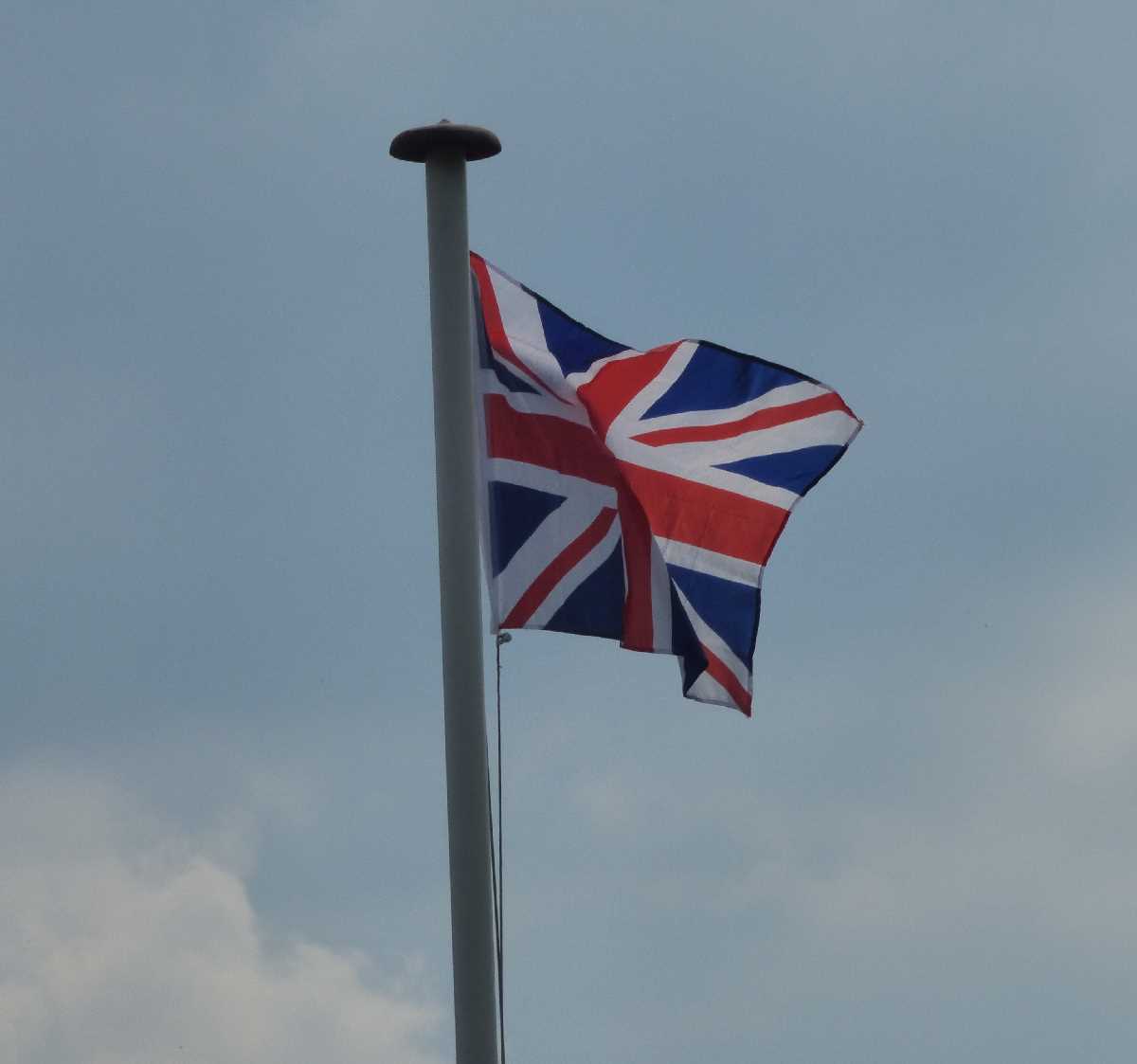 Union Jack flags and bunting around suburban Shirley for VE Day 75